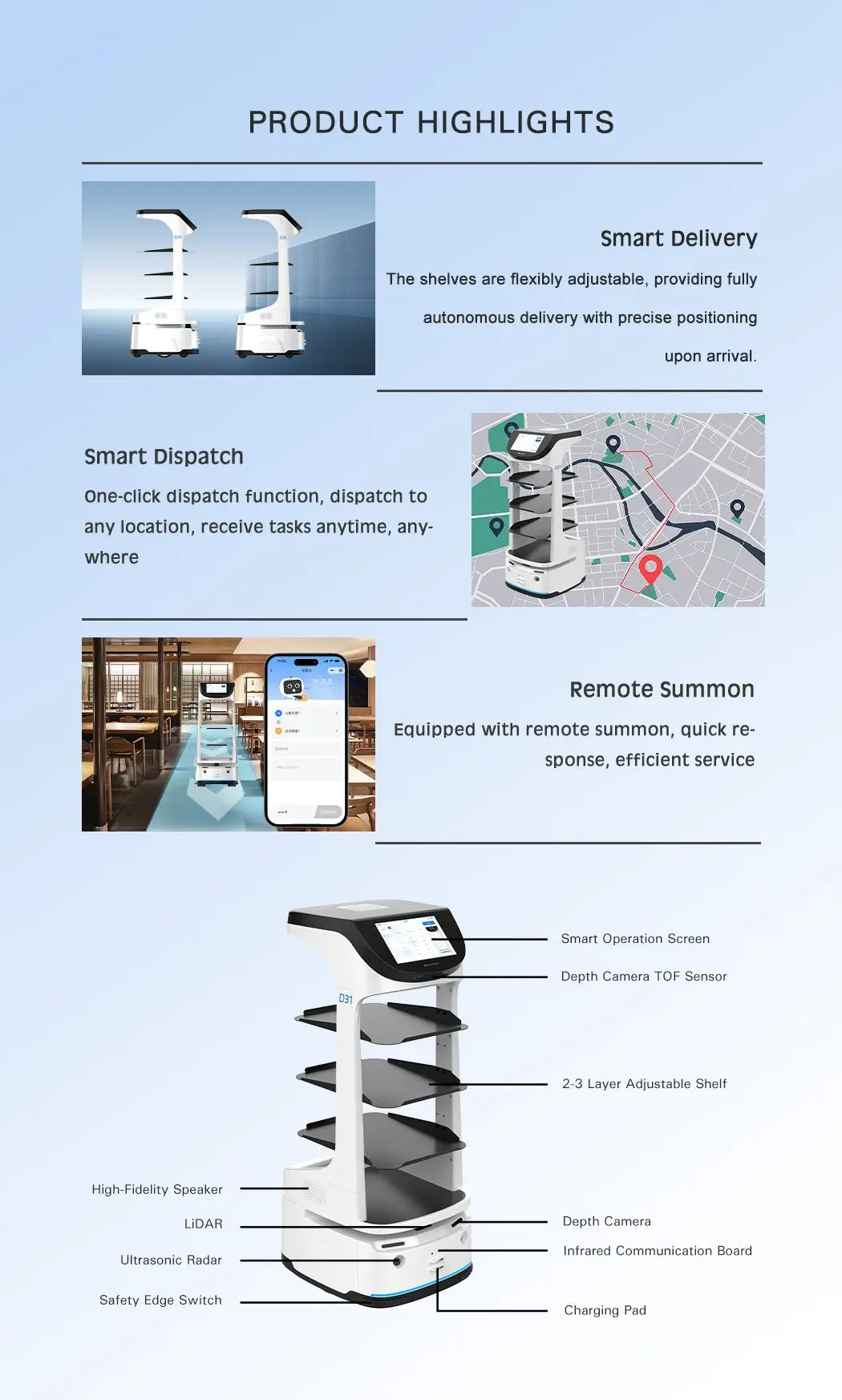 Service Custom Reception Delivery Navigation (obstacle) | Commercial Equipment | Commercial Use | 30kg | avoidance | button | Commercial Equipment - Image 5