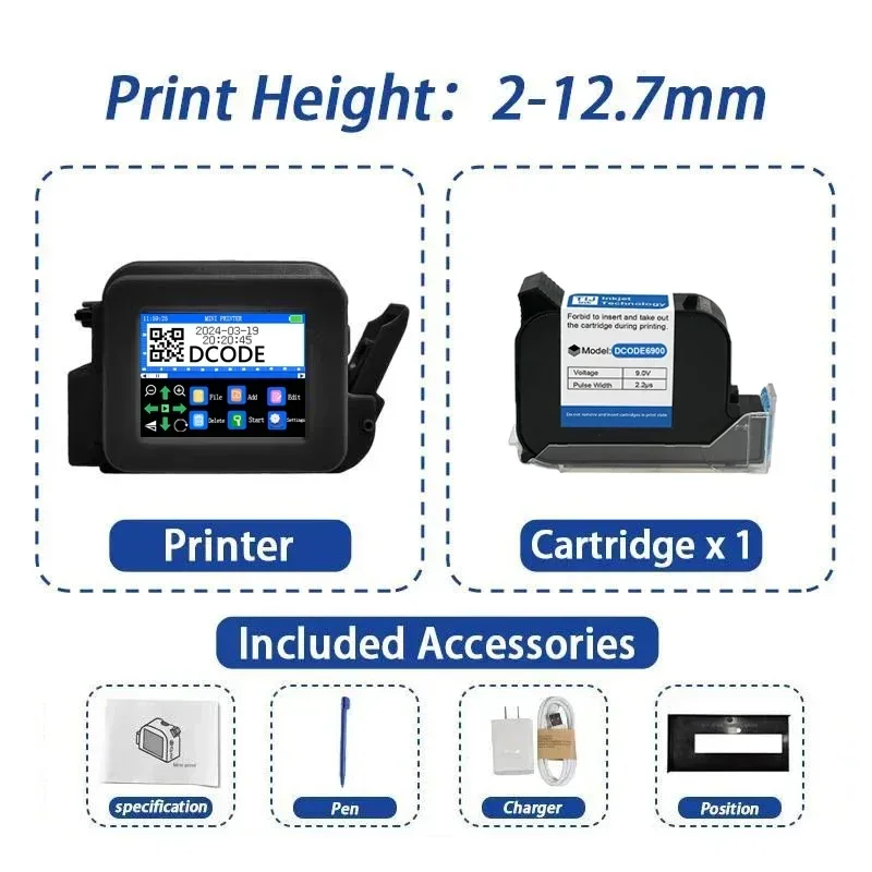 Handheld Printer Barcode Dcode 12.7mm Mini (245g) | Commercial Equipment | Commercial Use | UK Plug | cartridge | adapter | Commercial Equipment - Image 13