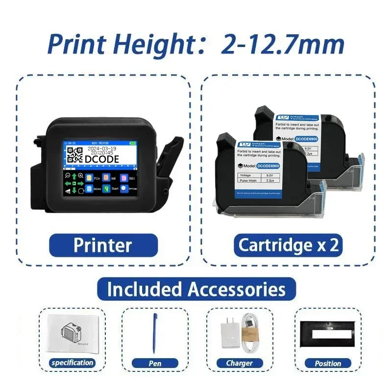 Handheld Printer Barcode Dcode 12.7mm Mini (245g) | Commercial Equipment | Commercial Use | UK Plug | cartridge | adapter | Commercial Equipment - Image 14