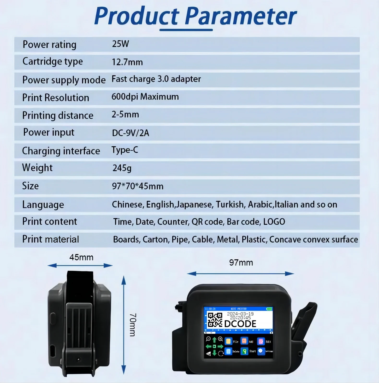 Handheld Printer Barcode Dcode 12.7mm Mini (245g) | Commercial Equipment | Commercial Use | UK Plug | cartridge | adapter | Commercial Equipment - Image 9