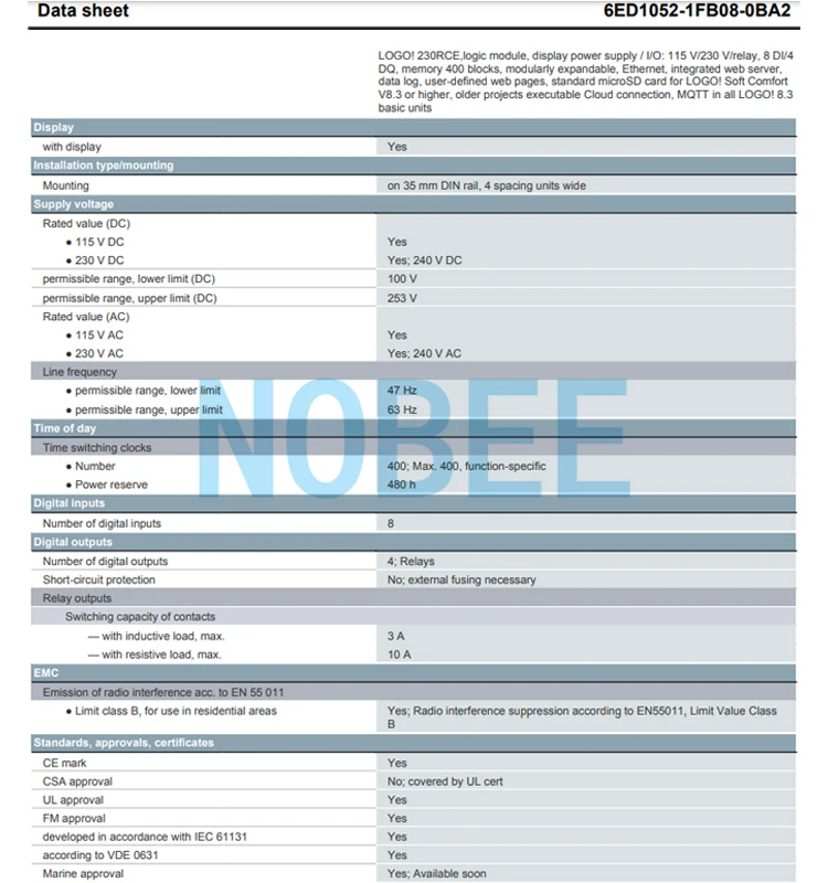 Logic 6ed1052-1fb08-0ba2 Controller Logo 230rce | 230V | Commercial Equipment - Image 3