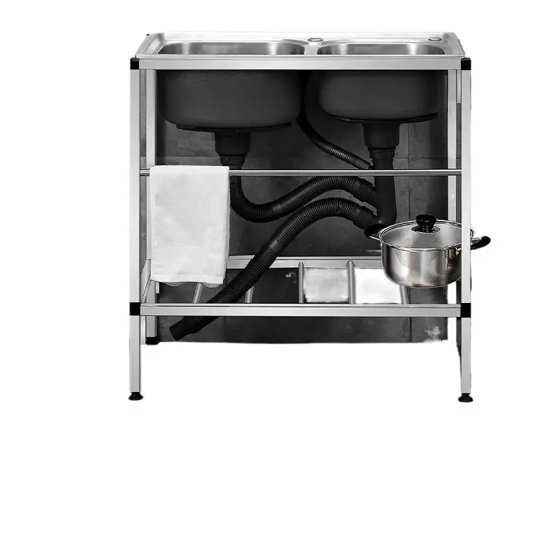 Steel Hotel Thickened Kitchen Double Bracket Vegetable (stainless Steel) - Commercial Equipment For Commercial Use | Stainless steel | Commercial Equi