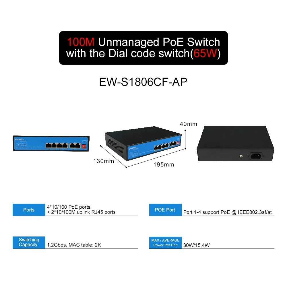 Watchdog Poe Wireless Ieee Mbps Switch Cctv (dormitory) - Commercial Equipment For Commercial Use | features | EW-S1806CF-AP | introduction